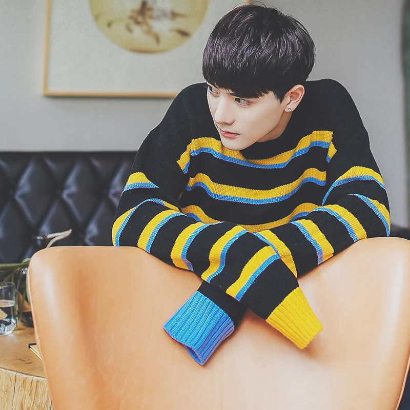 

2018 New Leisure Stripe Sweater Schoolboy Low clothes Upper Garment Free shipping Sale Fashion Standard Hip Hop Japan Style