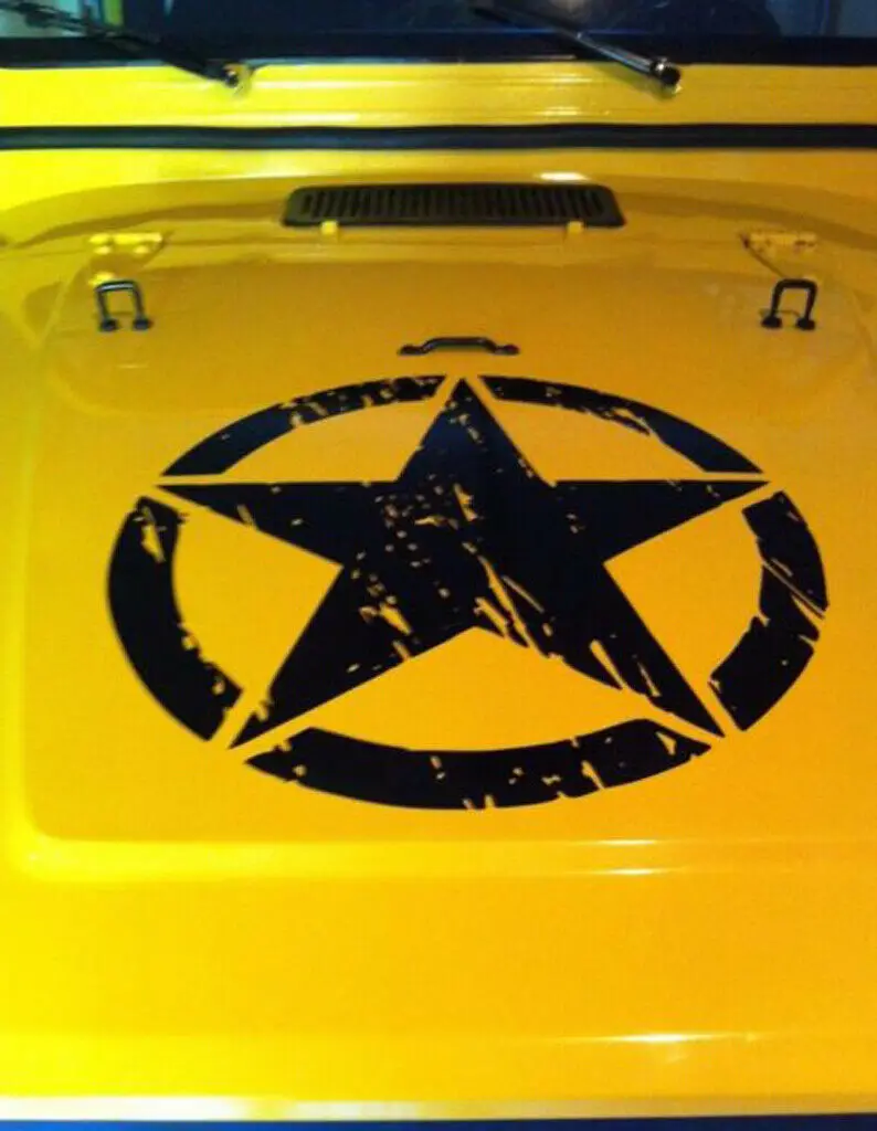 Distressed Jeep Army Star Vinyl Decal Sticker Military Willys CJ Wrangler Hood