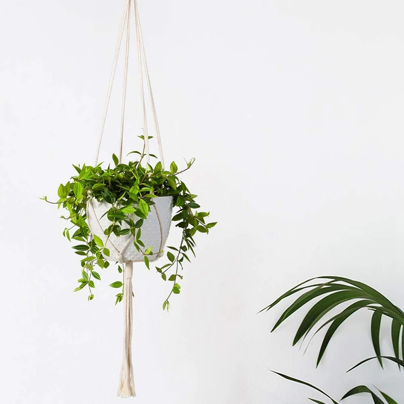 

Macrame Plant Hanger Indoor Outdoor Wall Hanging Planter Basket - Cotton Rope Modern Boho Home Decor
