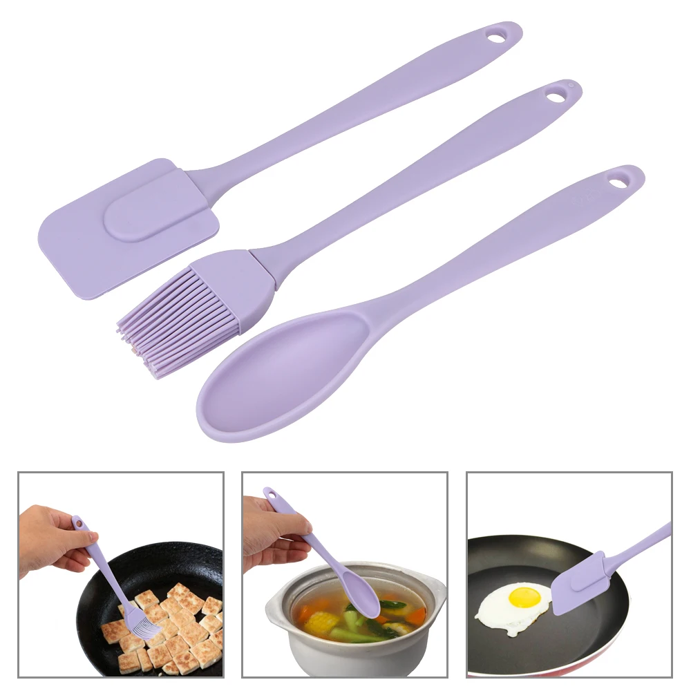 

3Pcs/set Cooking Tools Spatula Spoon Brush Utensils Set Kitchen Accessories Gadgets Heat Resistant Kitchen Tools Silicone