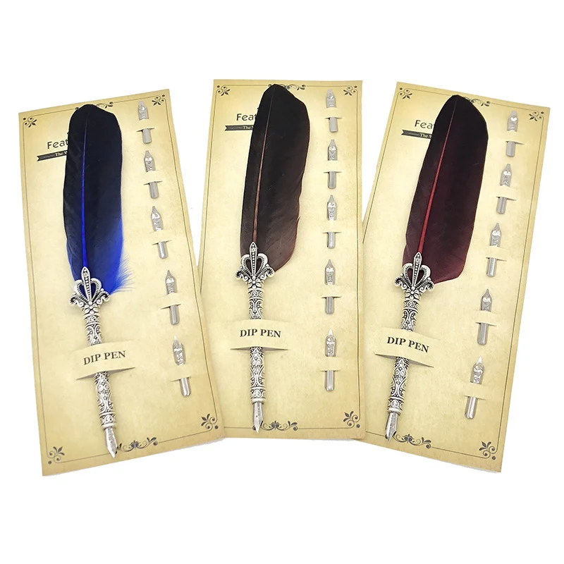 

1PC Cute Feather Pens Set Luxury High-grade Pens Kawaii Dip Pens For Gifts Office School Business Supplies Novelty Stationery