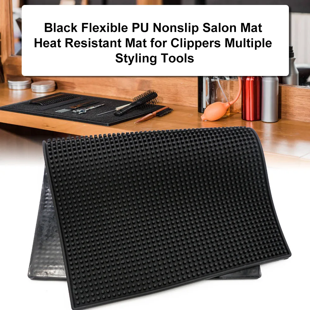 

Black Flexible PU Nonslip Salon Mat Heat Resistant Mat for Clippers Salon Styling Station Work Station Salon Tools