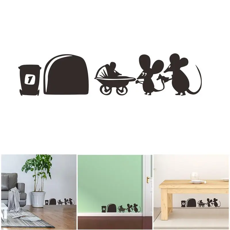 

Small Mouse Push Baby Stroller Sticker Children's Car Wall Stickers Home Decorative Free Stickers Can Be Removed