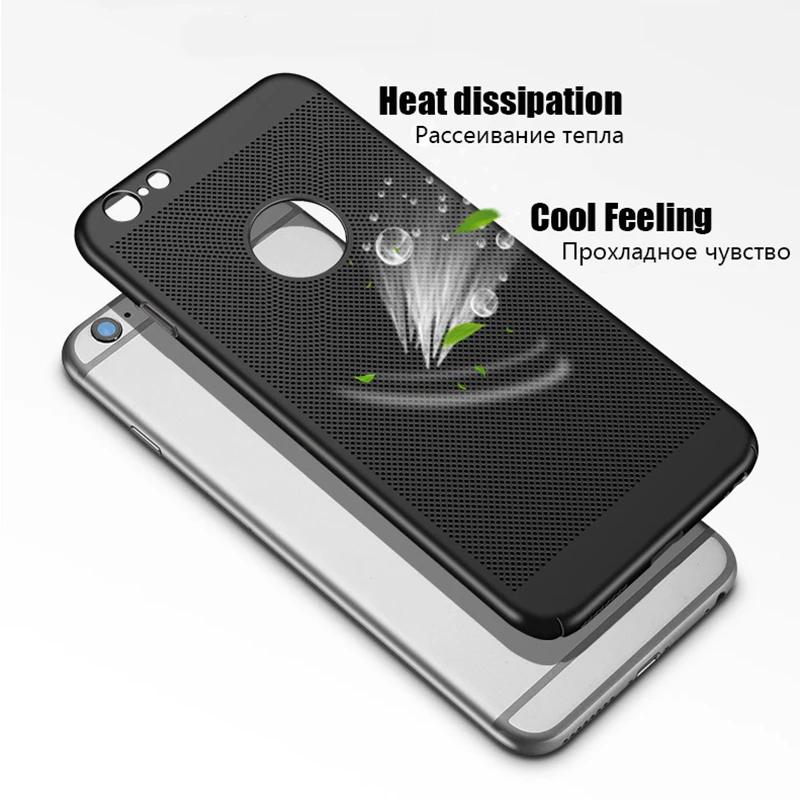 Ultra Slim Heat Dissipation Phone Case For iPhone 7 8 6 6s plus 5 5s SE Hard Back PC Cases for X XS MAX XR Breathe Cover |