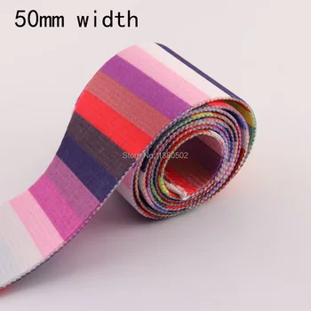 

5Yards 2"50mm width Stripe Colorful Canvas Fabric Webbing for belt Bag garment strap Key fobs Ribbon accessories