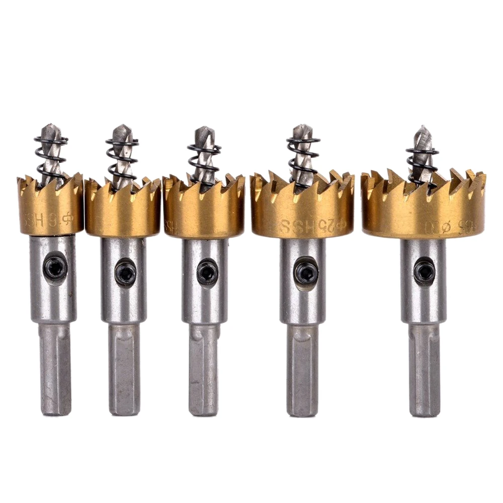 5 Pcs steel Tip Drill Bit Saw Set Wood Drilling Hole Cut Tool For