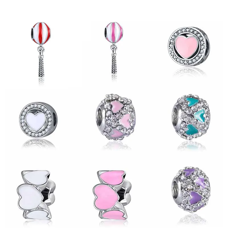 

Kolczyki Beads Hearts Fit Pandora Charms Silver 925 Original Bracelet Jewelry Valentine's Day Mary Poppins Bijoux Berloque