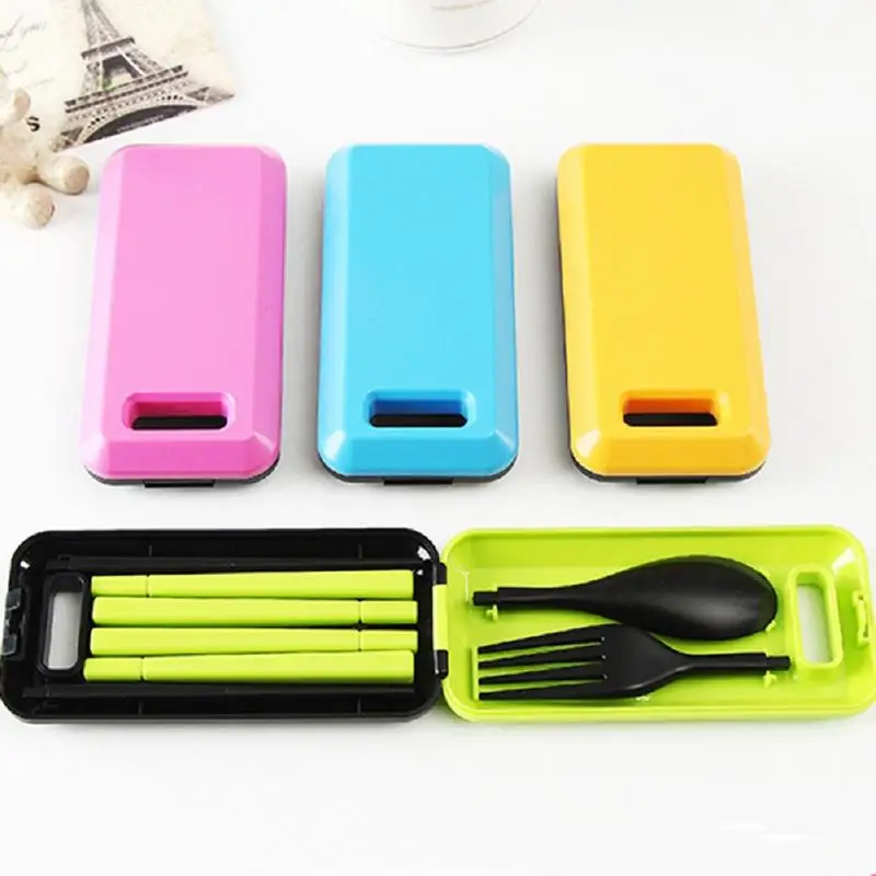 

3Pcs Portable Tableware Sets With Folding Combination Spoon Fork Chopsticks Lunch Box Tableware Kitchen Tools