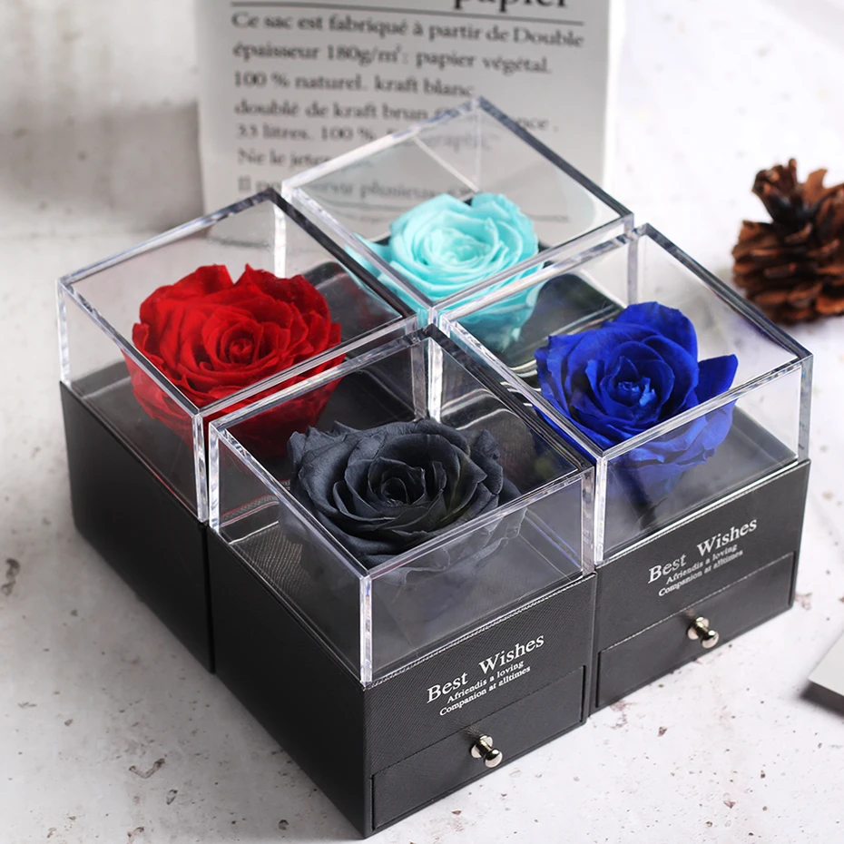 Сохраненная вечная роза уникальная в колбе неувядающий цветок из Эквадора один