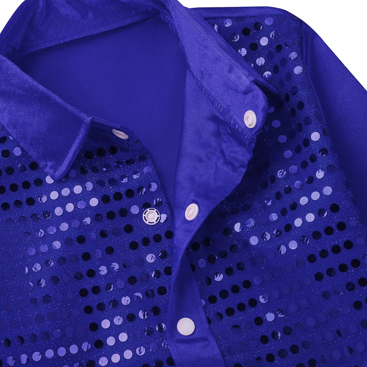 Children Kids Boys Glittery Sequined Long Sleeve Spread Collar Shirt for Choir Jazz Dance Stage Performance Boy Dancing Costumes