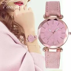 Прямая поставка женский звездное небо циферблат часы модные роскошные женские кожаные кварцевые наручные часы бренд vansvar Relogio Feminino