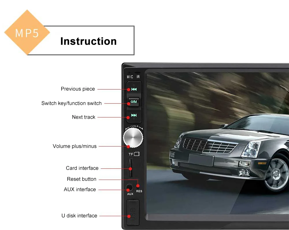 Автомобильный мультимедийный плеер Bluetooth зеркальная поверхность подключение