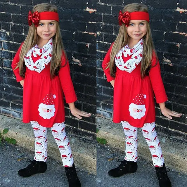 Toddler Kids Baby Girl Christmas Clothes Outfits Clothes Long Sleeve Top and Pant 1-6Y 1