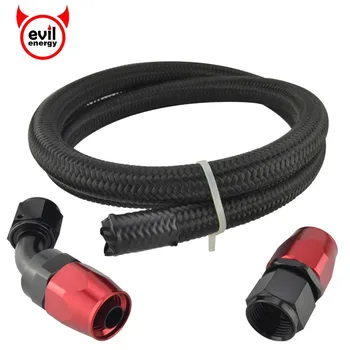 

evil energy AN4 AN6 AN8 AN10 1M Nylon Braided Oil Fuel Hose Line+Aluminun 0+45Degree Swivel Hose End Fuel Fitting Adapter