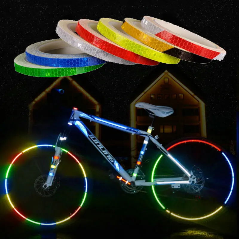 

Bicycle Safety Reflective Stickers Motorcycle Car Fluorescent Adhesive Tape Bicycle Wheel Stickers 1cm*8m Bicycle Accessories