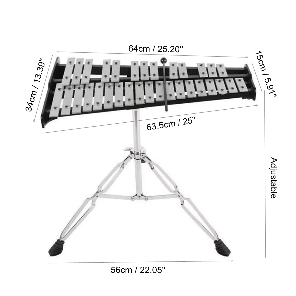 Складной 32 Note Glockenspiel деревянный ксилофон рамка алюминиевый обучающий ударный музыкальный инструмент с регулируемой подставкой