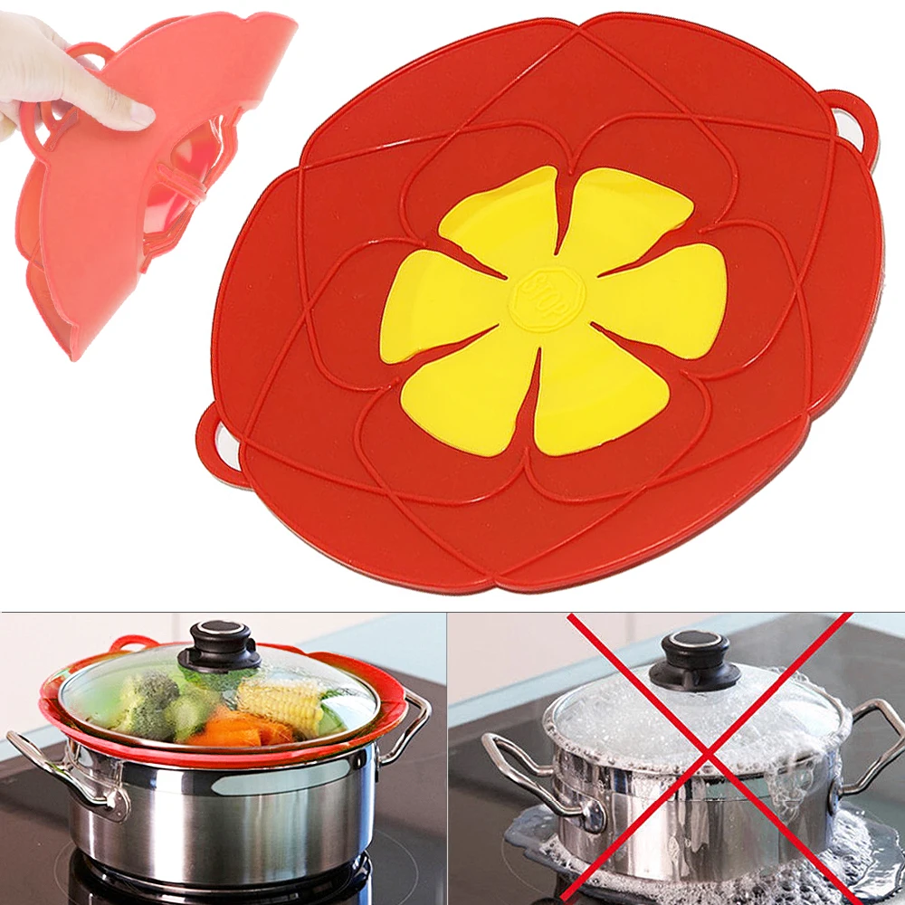 Multi function Silicone lid Spill Stopper Cover For Pot Pan Anti