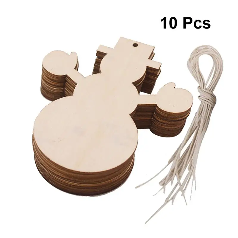 10PCS Christmas Ornaments Xmas Tree Hanging Wooden Tinkle Bell Cartoon Embellishments Decorations Accessories for Party | Дом и сад