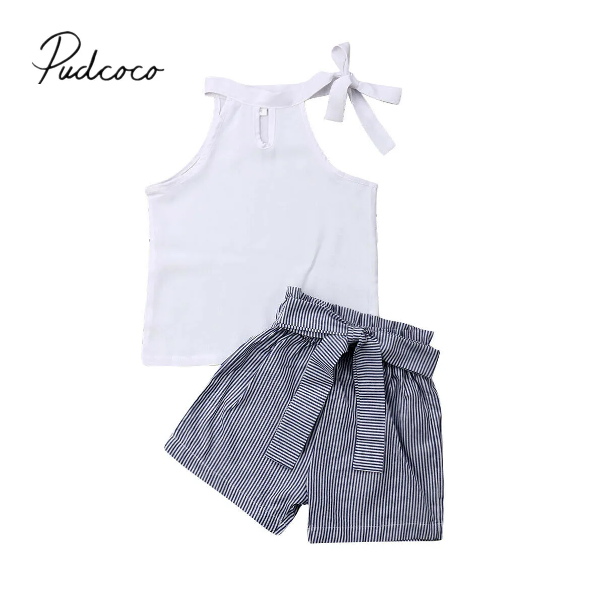 Infant Toddler Baby Girl Stripe Rainbow Skirt Outfits Sleeveless Tshirt Vest Crop Top Princess Summer Clothes Set