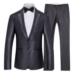 Мужской костюм, однотонный, модный тонкий костюм, костюм шафера из двух частей, мужская деловая повседневная одежда, костюм, куртка, брюки