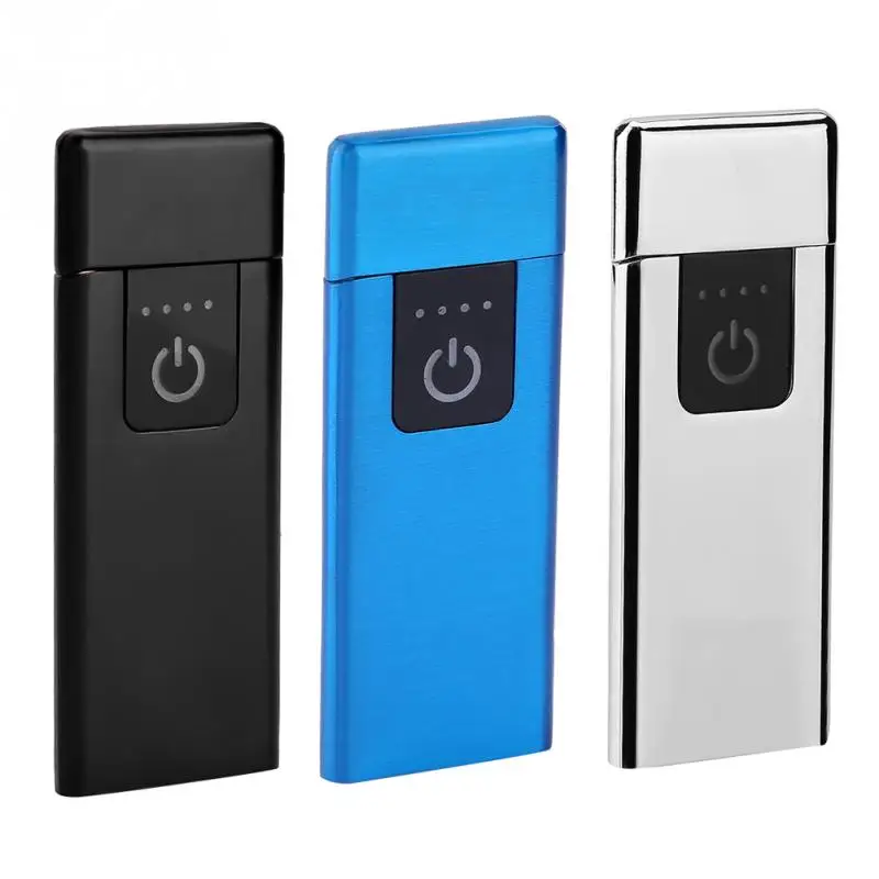 

New Style Ultra-thin Fingerprint Touch Sensor Cigarette Lighter Rechargeable USB Metal Pulse USB Flameless lighters