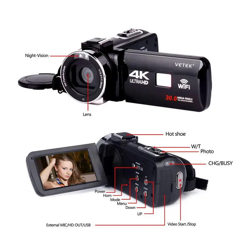 4 K Супер Разрешение цифровая камера наружная Свадебная домашняя портативная DV профессиональная Ночная камера для наружной камеры