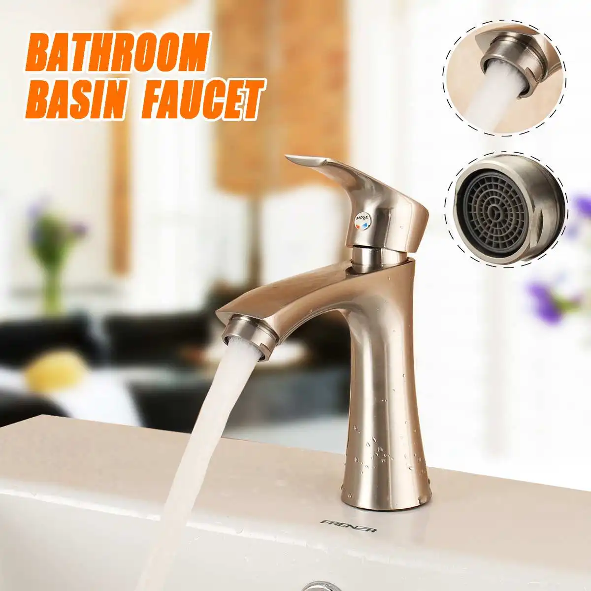 

Zinc Alloy Bathroom Basin Sink Water Faucet Taps Modern Single Handle Cold And Hot Kitchen Faucets Mixer Tap Deck Mounted