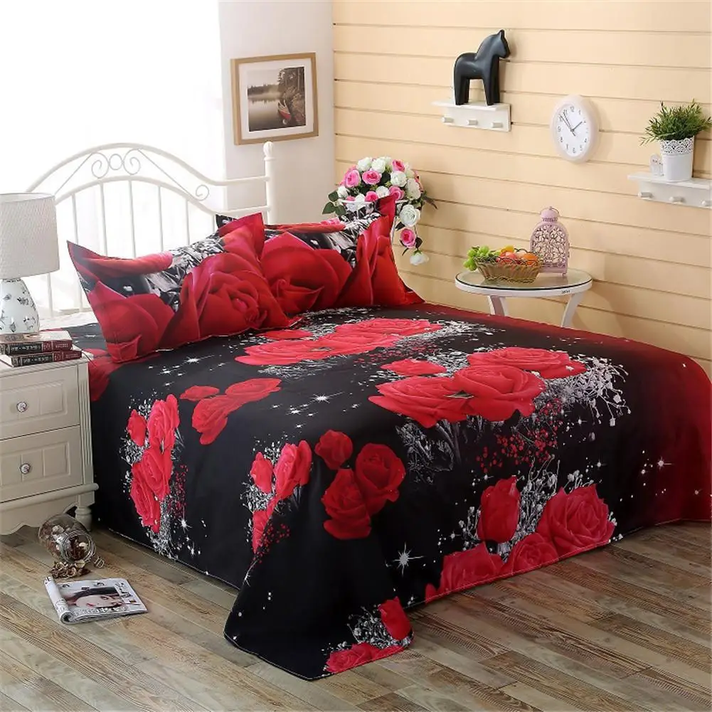 

3Pcs/Set 3D Rose Pattern Printing Bed Sheet Pillow Cover Bedding Set Queen King Twin size 3d Digital Printing Home textile