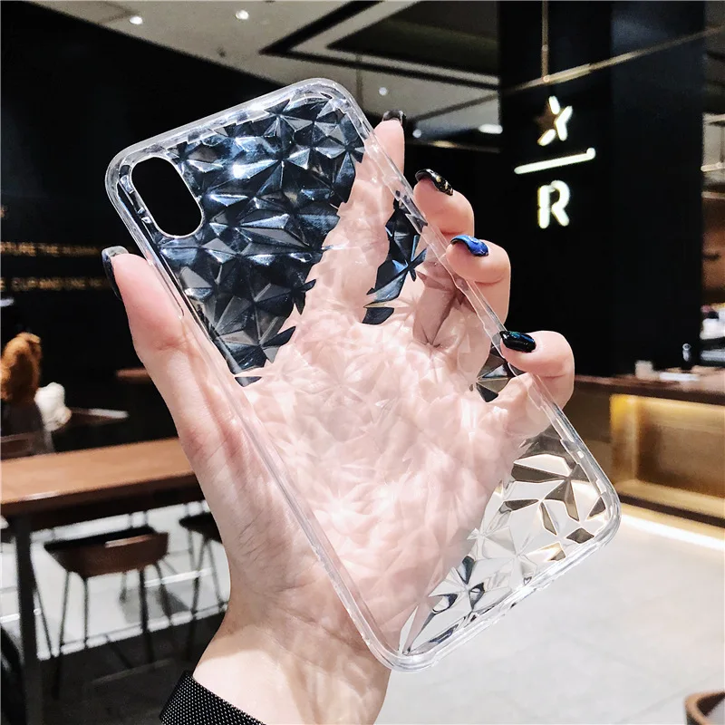 

3D Diamond Grain Style Texture Soft Case for iPhone XR XS MAX X Silicone TPU Transparent Cover Case for iPhone 6s 7p 8p 6s Plus