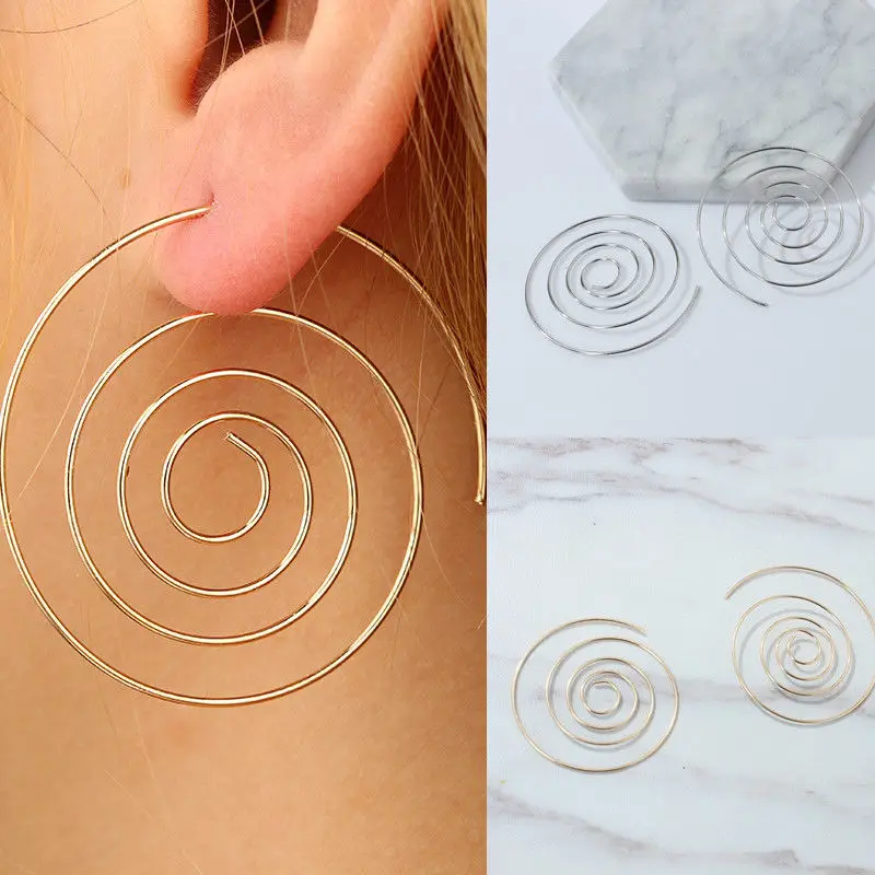 

1Pair Extra Large Spiral Hoop Earring Rotate Multilayer Women Eardrop Hoop Ear Loop Circle for Women Girl's Jewelry