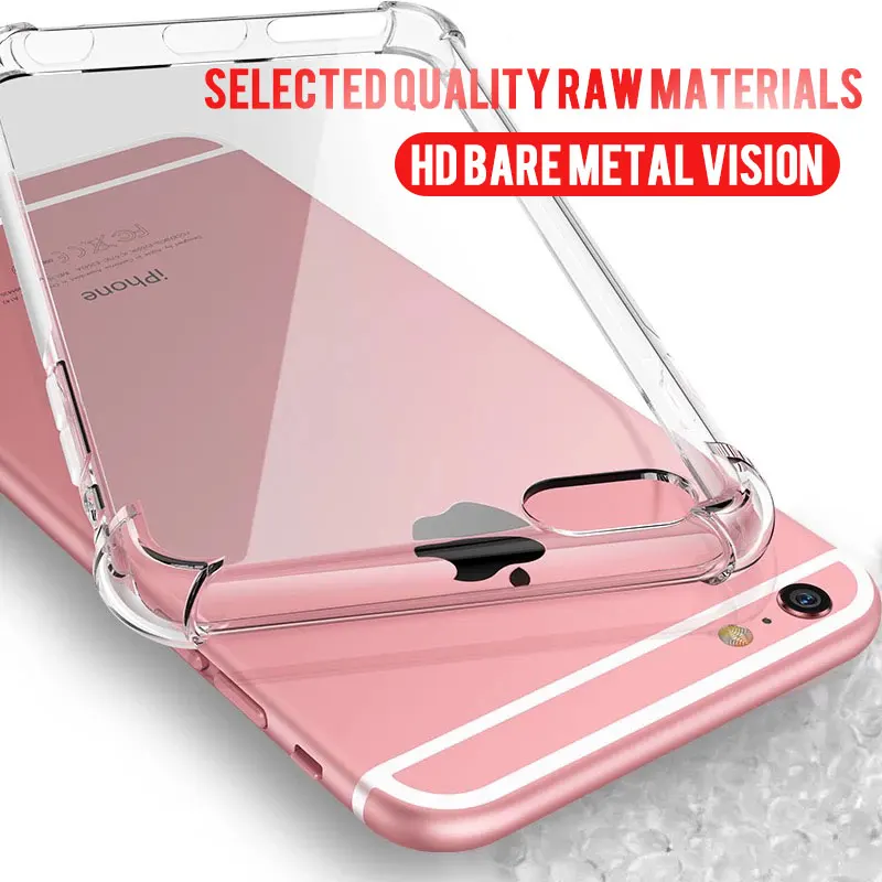 

360 Degree Airbag DropProof Soft Case for iphone 7 8 Plus 6 6s X XR XS MAX Anti-Knock Transparent Silicone Cover On 6 6s Plus