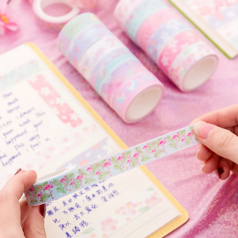 

6Pcs/Set Cute Unicorn Flamingo Washi Tape Set Lovely Foil Masking Tapes For Kids DIY Decorative Diary Scrapbooking Photo Ablums