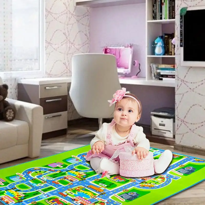 

Urban Transportation Style 2*1.6M 0.5CM Thickness Single Side Crawling Mat For Baby