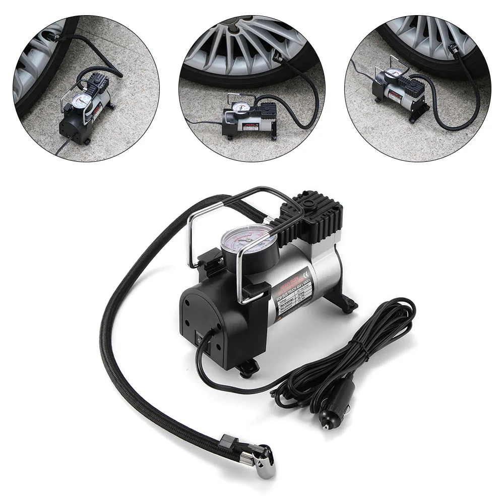 

12V Portable Universal Displacement 35L/Min Auto Tire Inflator With Cigarette Air Compressor Pump for Cars Bicycles Balls