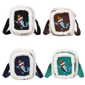 

Cute Women Cartoon Lucky Fish Embroidered Messenger Shoulder Bags Casual Canvas Crossbody Satchel Bag