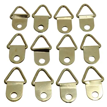 

universal Strong Golden 50pcs D Rings Decor Picture Frames Hanger Hooks Hanging Triangle Screws Helper High Quality