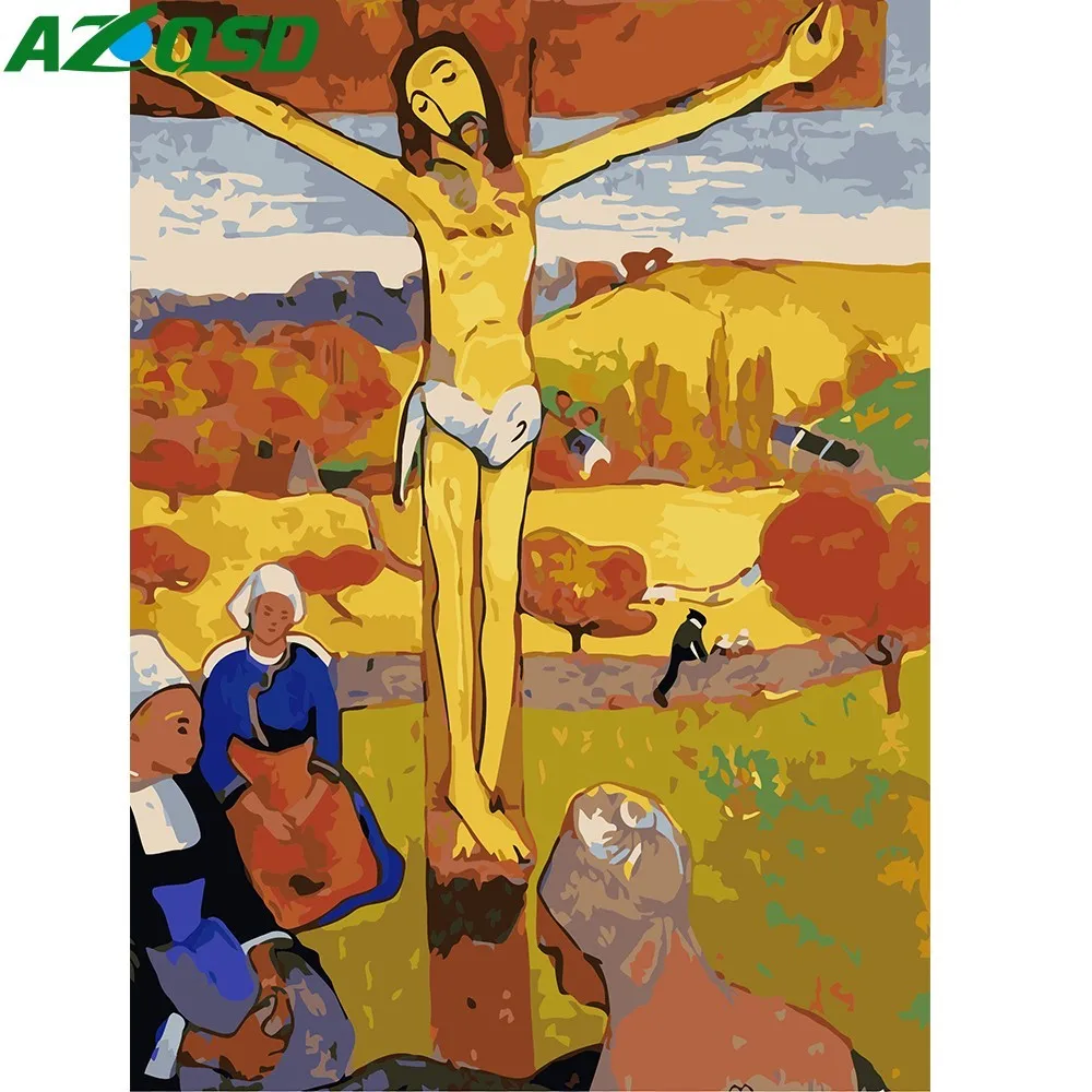

AZQSD Oil Painting By Numbers Paint Yellow Christ DIY Canvas Picture Hand Painted Oil Painting Home Decoration K442