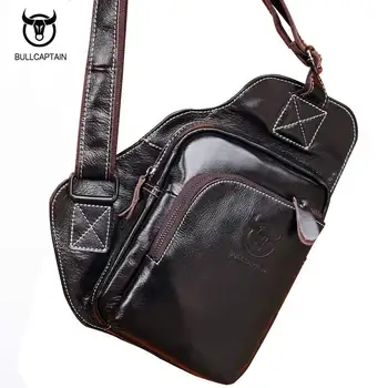 

BULLCAPTAIN 2018 Bat Chest Bag Fashion Genuine Leather Men Shoulder Bags Casual Crossbody Bag for Man Brand Male Messenger Bags