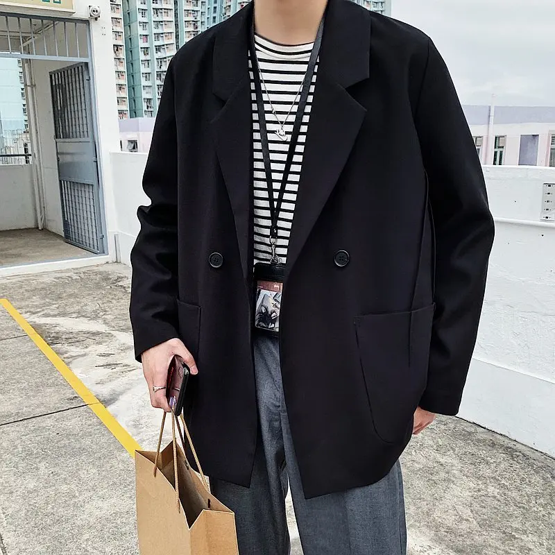 

Men's Jacket New Long Sleeve Jacket for spring 2019 loose men's jacket BEIGE BLACK men's casual jacket