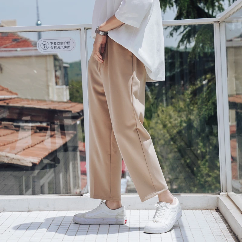 

Men's Trousers Spring New Youth Popular Solid Color Loose Nine Pants Harem Casual Pants Personality Youth Casual Men's Clothing