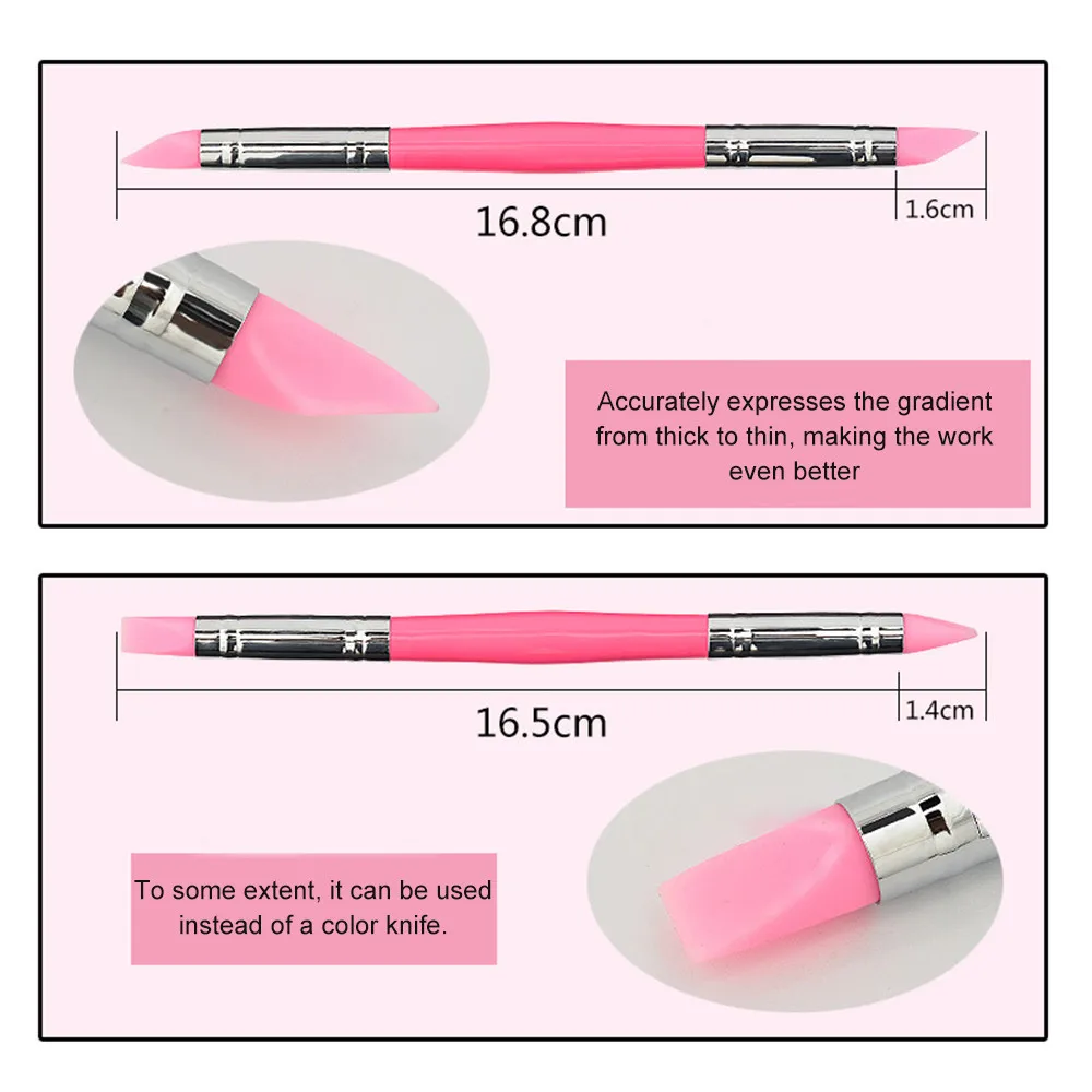 Elecool 5 шт./компл. розовая ручка Двойная силиконовая головки инструменты для нанесения точек карандаш для ногтей Силиконовый роспись ногтей кисть-инструмент для маникюра