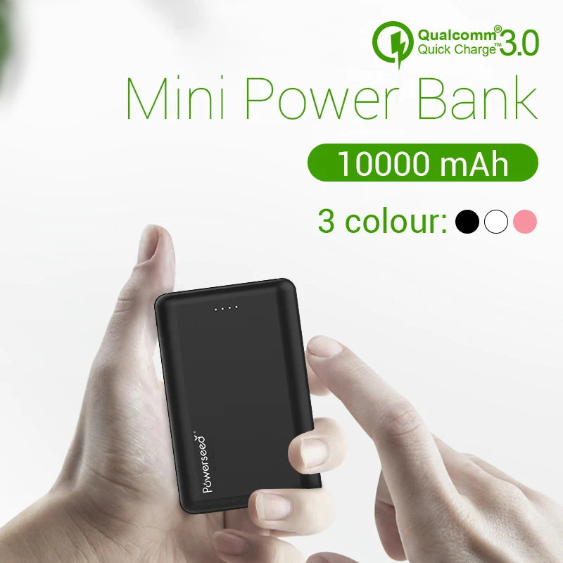Powerseed Mini Power Bank PD QC3.0 10000mAh Portable Dual USB External Battery Powerbank Quick Charger for iPhone X for Xiaomi