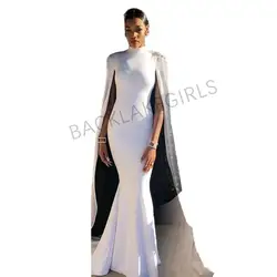 2018 элегантные с высоким воротом Русалка Вечерние платья белая накидка в африканском стиле Формальное вечернее платье для выпускного
