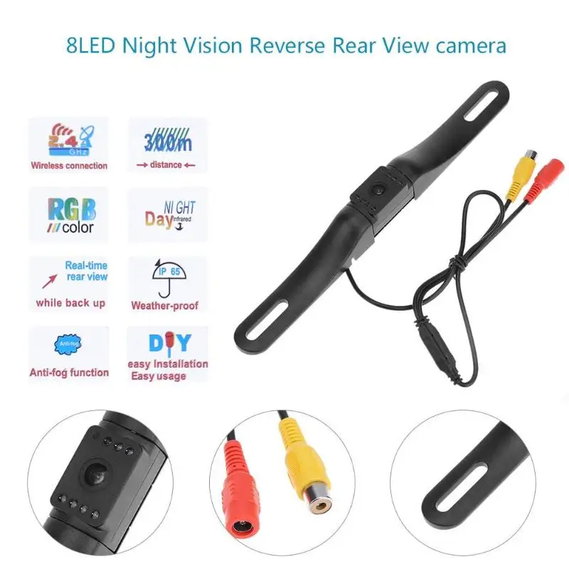 Waterproof License Plate Mount Reverse Rear Nite View Color Car Backup Camera