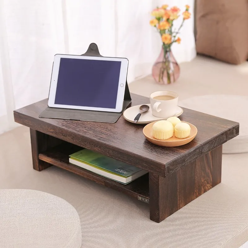 

Vintage Indoor wood Coffee Tea Low Table Asian Style Furniture Living Room Rectangle Dining Table Wooden Laptop Desk HW10