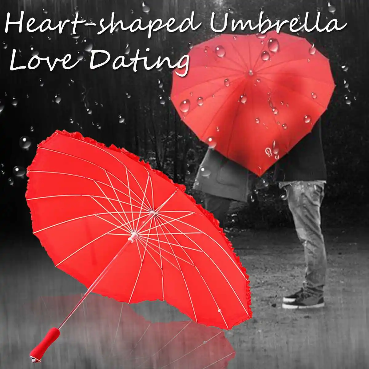 

Fashion Heart Shaped Umbrella Forever Love Valentine Wedding Parasol Photo Prop Women Girl Gifts Wedding Decoration