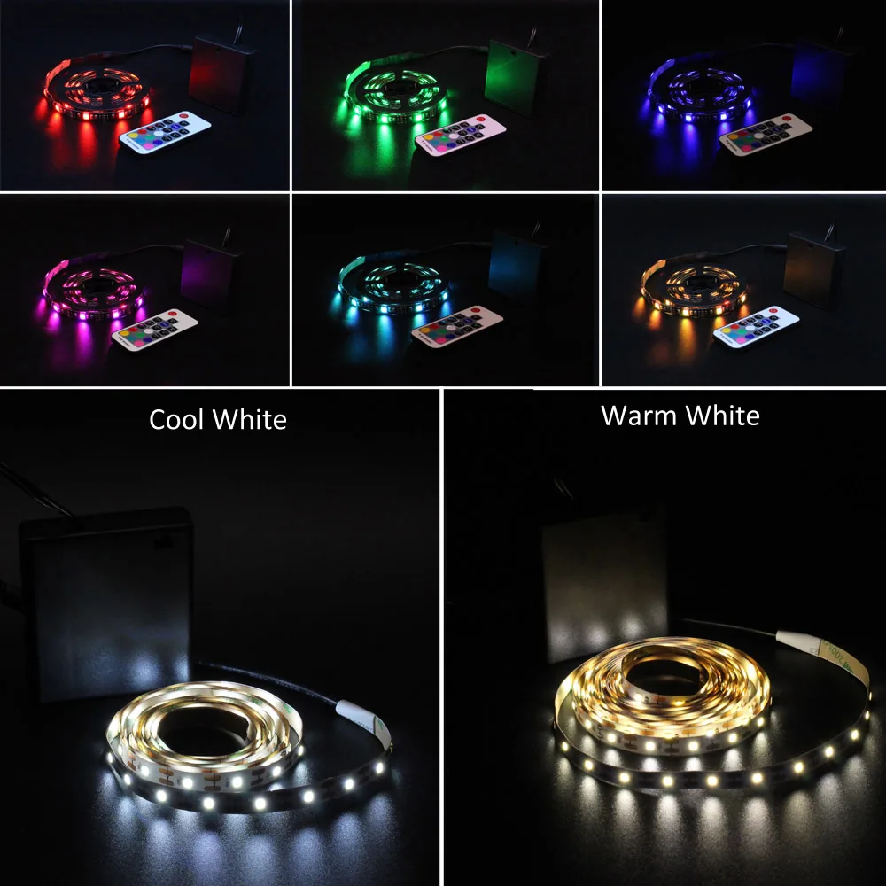 Светодиодная лента с питанием от аккумулятора RGB 5 В регулируемая