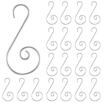 

ALIM HOT 120 Pieces Christmas Ornament Hooks S Shape Hanger Hooks Swirl Scroll Ornament Hook for Christmas Tree Decorations Ha