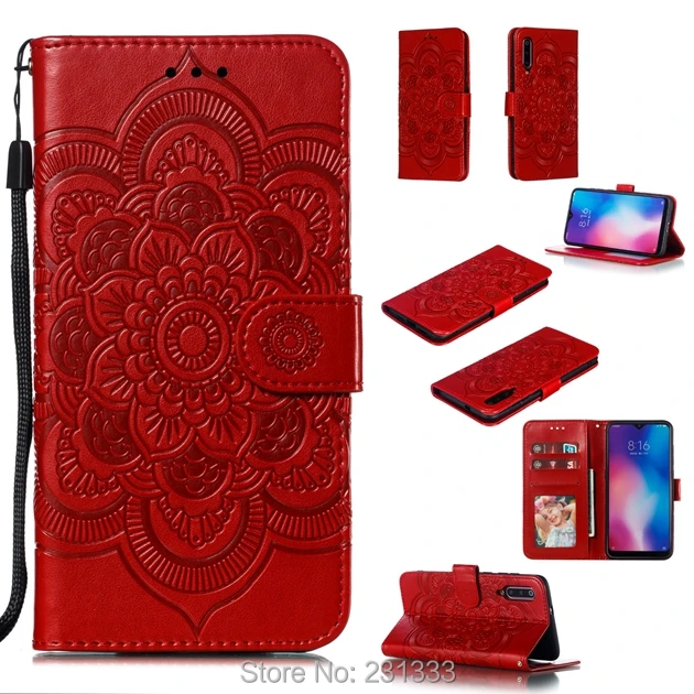 Кожаный чехол кошелек C ku с цветком мандалы для Xiaomi 9 9SE 8 LITE Redmi 6 PRO NOTE 7 подставкой и