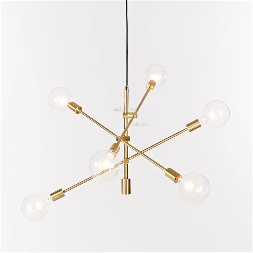 

Gold 6 Head Chandelier light Iron lustre Dining Living Room hanglamp chandelier lighting American Modern LED Chandeliers lamp